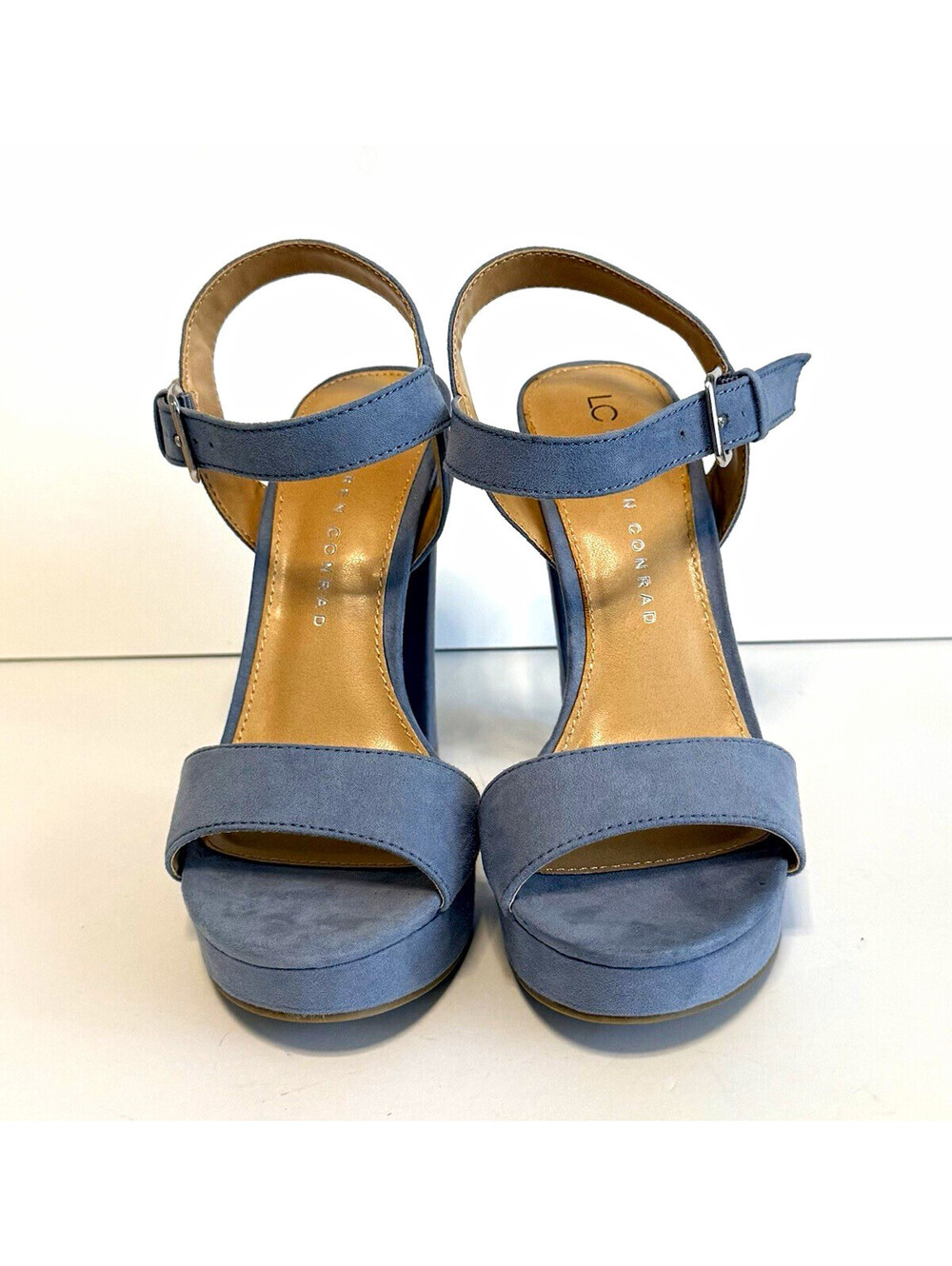 LC Lauren Conrad Bow Blue Platform Heels Women’s 7M Ankle Strap Block Heel
